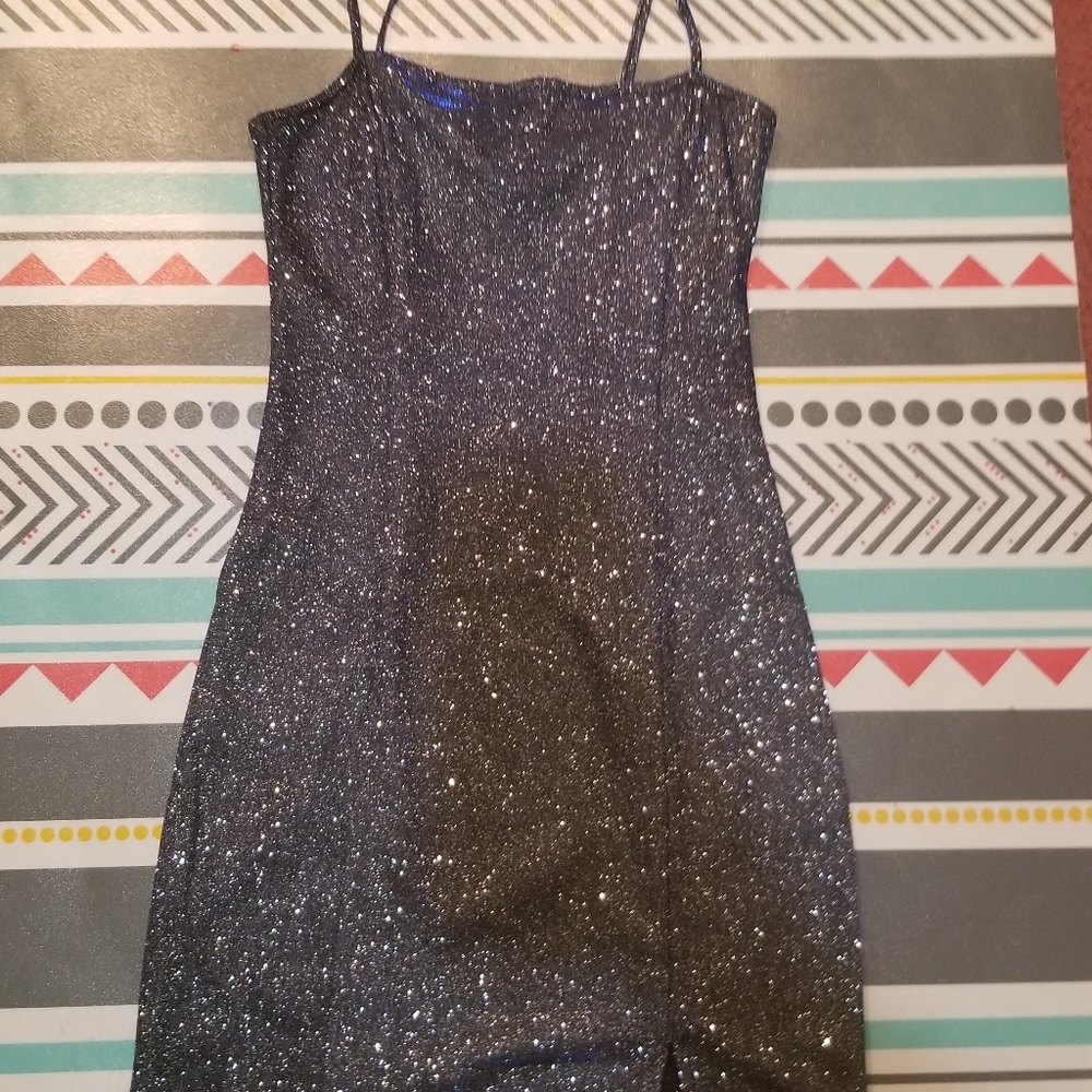 A sparkley short dress